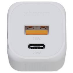 XTORM Ultra Wall USB nabíječka, GaN, 1x USB-C®, 1x USB A , 20 W, Quick Charge 3.0, bílá