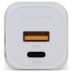 XTORM Ultra Wall USB nabíječka, GaN, 1x USB-C®, 1x USB A , 20 W, Quick Charge 3.0, bílá
