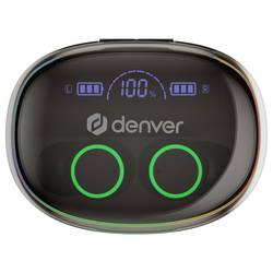 Denver TWE-55 špuntová sluchátka (In Ear) Bluetooth®, Bez kabelu stereo černá Redukce šumu mikrofonu Nabíjecí pouzdro, headset, dotykové ovládání, Indikátor