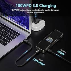 Dockcase USB-C® dokovací stanice Vhodné pro značky (dokovací stanice pro notebook): univerzální Integrovaný displej, vč. funkce nabíjení, napájení USB-C®,