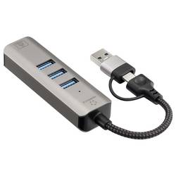 Renkforce RF-6856046 USB Hub 3 porty USB-A, RJ45 USB 3.2 Gen1 5 GBit/s s vestavěnou síťovou přípojkou šedá RF-EAWH-300