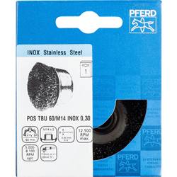 PFERD TOOLS Hrncový kartáč, neopft, TBU Ø 60 mm, M14, drát z nerezové oceli Ø 0,30 pro úhlové brusky POS TBU 60/M14 INOX 0,30 43468905 1 ks