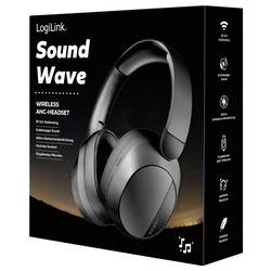 LogiLink BT0071 sluchátka uzavřená (Over Ear) Bluetooth® černá Potlačení hluku Dálkový ovladač, čelový pásek, headset