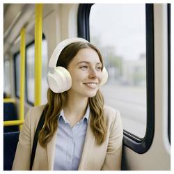 LogiLink BT0071C sluchátka uzavřená (Over Ear) Bluetooth® krémová Potlačení hluku headset telefon