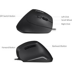 Perixx Vertikal Perimice-515 II optická ergonomická myš, přenos USB, 6 tlačítko, 1600 dpi, černá