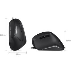 Perixx Vertikal Perimice-515 II optická ergonomická myš, přenos USB, 6 tlačítko, 1600 dpi, černá
