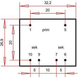 Gerth PT301202 transformátor do DPS 1 x 230 V 2 x 6 V/AC 1.80 VA 150 mA