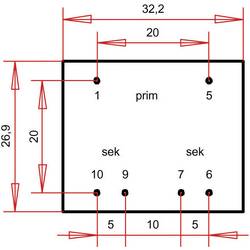 Gerth PT300602 transformátor do DPS 1 x 230 V 2 x 3 V/AC 1.80 VA 300 mA