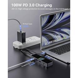 Dockcase USB-C® dokovací stanice DBP61L Vhodné pro značky (dokovací stanice pro notebook): univerzální Integrovaný displej, vč. funkce nabíjení, napájení USB-C®