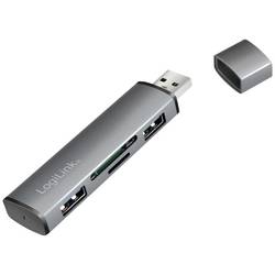 LogiLink UA0394 USB Hub 4 porty USB-A, SD, microSD USB 3.2 Gen2 10 GBit/s s hliníkovým krytem, se zabudovanou čtečkou SD karet, se stavovými LED vesmírná šedá