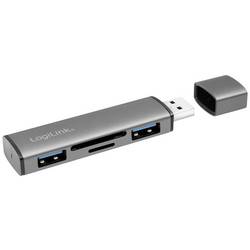 LogiLink UA0394 USB Hub 4 porty USB-A, SD, microSD USB 3.2 Gen2 10 GBit/s s hliníkovým krytem, se zabudovanou čtečkou SD karet, se stavovými LED vesmírná šedá