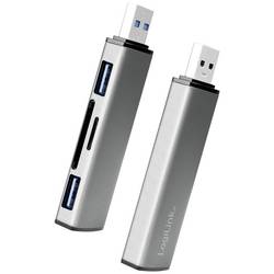 LogiLink UA0394 USB Hub 4 porty USB-A, SD, microSD USB 3.2 Gen2 10 GBit/s s hliníkovým krytem, se zabudovanou čtečkou SD karet, se stavovými LED vesmírná šedá
