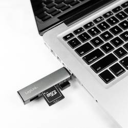 LogiLink UA0394 USB Hub 4 porty USB-A, SD, microSD USB 3.2 Gen2 10 GBit/s s hliníkovým krytem, se zabudovanou čtečkou SD karet, se stavovými LED vesmírná šedá