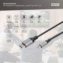 Digitus DisplayPort / Mini-DisplayPort kabel Konektor DisplayPort, Mini DisplayPort konektory 2 m černá DB-340106-020-S stíněný, hliníková zástrčka Kabel