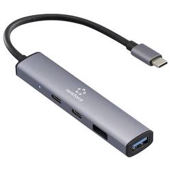 Renkforce RF-6855466 USB Hub 4 porty USB-A USB 3.0 5 GBit/s s konektorem USB C šedá RF-USBH-250