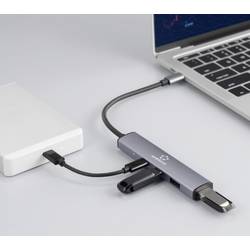 Renkforce RF-6855466 USB Hub 4 porty USB-A USB 3.0 5 GBit/s s konektorem USB C šedá RF-USBH-250