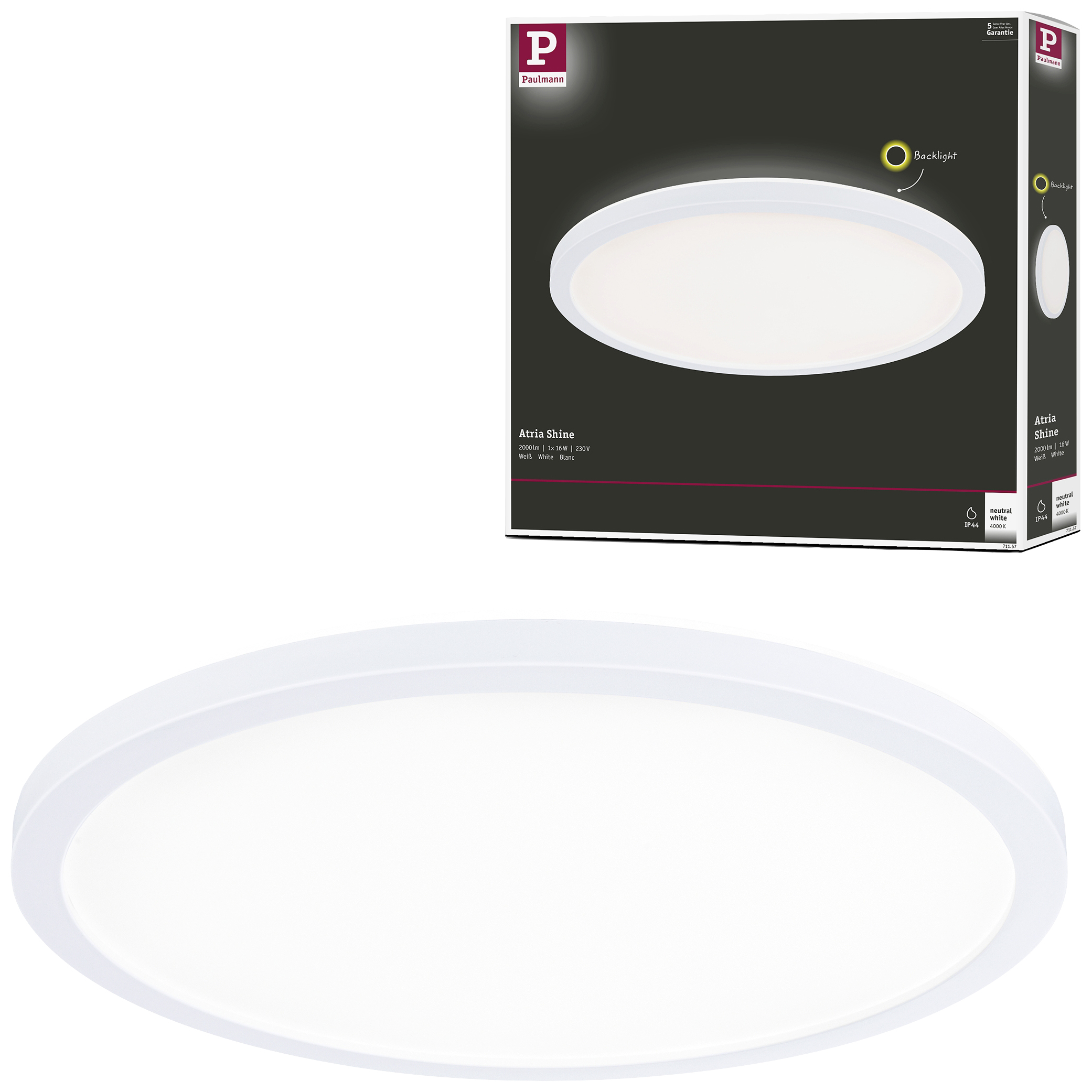 Paulmann Atria Shine LED světlo do vlhkých prostor LED pevně vestavěné LED 16 W neutrální bílá bílá