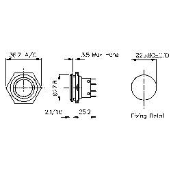 Bulgin MP0038, MP0038 tlačítko antivandal, 25.8 mm, 250 V/AC, 5 A, 1 ks