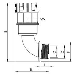 Wiska 10108893 EBF90-17-25-BK šroubový spoj černá M25 x 1.5 90° 50 ks