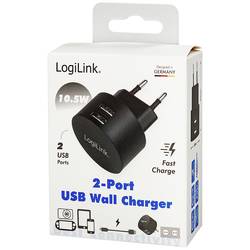 LogiLink Ladegerät USB nabíječka, 2x USB A, 10.5 W, černá
