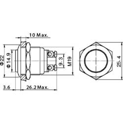 TRU COMPONENTS GQ 19H-N tlačítko antivandal 48 V/DC 2 A 1x vyp/(zap) bez aretace IP65 1 ks