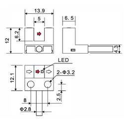 TRU COMPONENTS vidlicová světelná závora SK-205NA-W TC-10329316 typ L spínání za světla, spínání za tmy 5 - 24 V/DC 1 ks