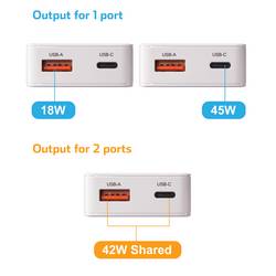 VOLTCRAFT UC-1C1A45W01 USB nabíječka 45 W 1x USB A , 1x USB-C® Rychlé nabíjení, Power Delivery 3.0 bílá GaN
