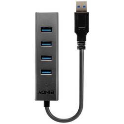 LINDY 43324 USB Hub 4 porty USB-A USB 3.1 Gen1 5 GBit/s černá 43324
