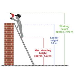 TOOLCRAFT TO-7868814 Slitina hliníku teleskopický žebřík Montáž bez nářadí Výška základny (max.): 1.93 m hliník EN 131 10.1 kg