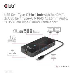 club3D USB-C® dokovací stanice USB-7-in1-HUB USB-C Vhodné pro značky (dokovací stanice pro notebook): Club 3D
