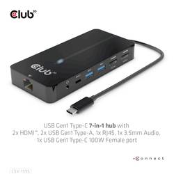 club3D USB-C® dokovací stanice USB-7-in1-HUB USB-C Vhodné pro značky (dokovací stanice pro notebook): Club 3D