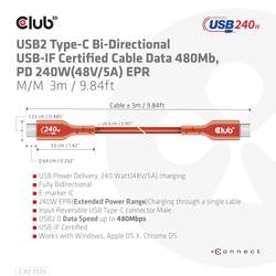 club3D Kabel USB-C USB 2.0 USB-C ® zástrčka 3.00 m oranžová CAC-1513