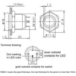 TRU COMPONENTS GQ16F-10E/J/R/12V, 701868 tlačítko antivandal, 16 mm, 48 V/DC, 2 A, 1 ks