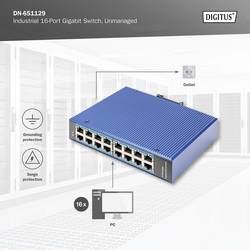 Digitus DN-651129 DN-651129 průmyslový ethernetový switch 16 portů 10 / 100 / 1000 MBit/s