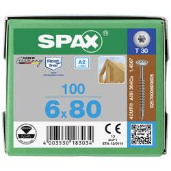 SPAX 0257000600805 R 88193 m.Spitze/T-STAR TG šroub do dřeva 6 mm 80 mm T-STAR plus nerezová ocel A2 100 ks
