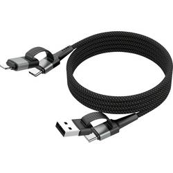 Ansmann USB kabel USB-A zástrčka, USB-C ® zástrčka, Apple Lightning konektor 120 cm černá Textilní plášť 1700-0188