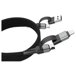 Ansmann USB kabel USB-A zástrčka, USB-C ® zástrčka, Apple Lightning konektor 120 cm černá Textilní plášť 1700-0188