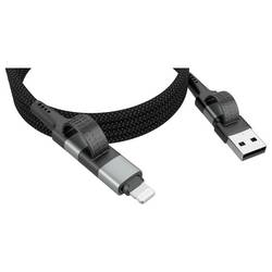 Ansmann USB kabel USB-A zástrčka, USB-C ® zástrčka, Apple Lightning konektor 120 cm černá Textilní plášť 1700-0188