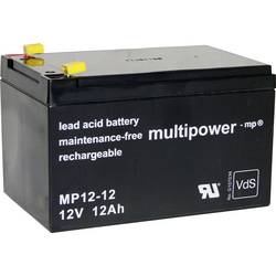 multipower MP12-12 MP12-12 olověný akumulátor 12 V 12 Ah olověný se skelným rounem (š x v x h) 98 x 98 x 151 mm póly kontaktu bezúdržbové, nepatrné vybíjení,