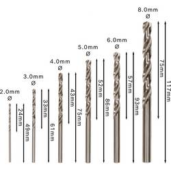 Bosch Accessories 2607010529 HSS sada spirálových vrtáku do kovu 6dílná 2 mm, 3 mm, 4 mm, 5 mm, 6 mm, 7 mm, 8 mm broušený DIN 338 válcová stopka 1 sada