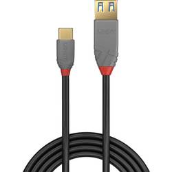 LINDY USB kabel USB 3.2 Gen1 USB-A zásuvka, USB-C ® zástrčka 0.15 m černá třížilový stíněný 36895