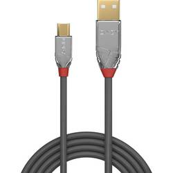 LINDY USB kabel USB 2.0 USB-A zástrčka, USB Micro-B zástrčka 3.00 m šedá 36653