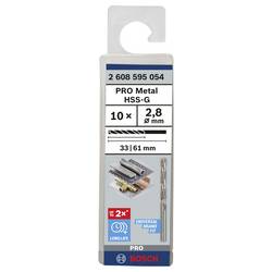 Bosch Accessories 2608595054 HSS kovový spirálový vrták 2.8 mm Celková délka 61 mm broušený DIN 338 válcová stopka 10 ks