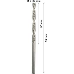 Bosch Accessories 2608595057 HSS kovový spirálový vrták 3.3 mm Celková délka 65 mm broušený DIN 338 válcová stopka 10 ks