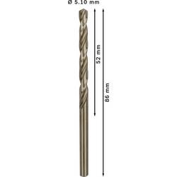 Bosch Accessories 2608585886 HSS kovový spirálový vrták 5.1 mm Celková délka 86 mm Cobalt DIN 338 válcová stopka 10 ks