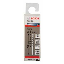 Bosch Accessories 2608585872 HSS kovový spirálový vrták 1 mm Celková délka 34 mm Cobalt DIN 338 válcová stopka 10 ks
