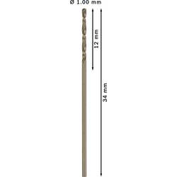 Bosch Accessories 2608585872 HSS kovový spirálový vrták 1 mm Celková délka 34 mm Cobalt DIN 338 válcová stopka 10 ks