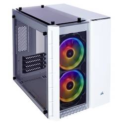 Corsair 280X tower PC skříň bílá integrované osvětlení, 2 předinstalované LED ventilátory, prachový filtr, boční okno