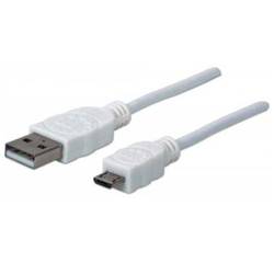 Manhattan USB kabel USB 2.0 USB-A zástrčka, USB Micro-B zástrčka 1.80 m bílá UL certifikace 324069