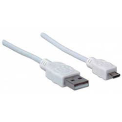 Manhattan USB kabel USB 2.0 USB-A zástrčka, USB Micro-B zástrčka 1.80 m bílá UL certifikace 324069